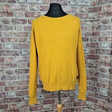 Gant Jumper Sweater Mens Medium Mustard Yellow Ribbed Chunky Knit Wool