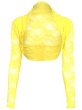 Ladies Womens Cropped Lace Long Sleeve Shrug Bolero Lace Jacket Cardigan Top