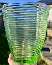 Vintage green ribbed glass - ribbed,