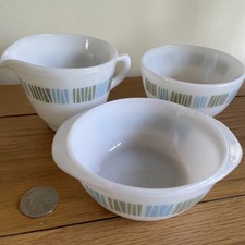Vintage JAJ Pyrex Matchmaker Milk Jug, Sugar Bowl  & Small Casserole