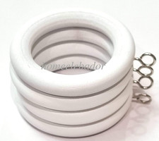 Wooden Curtain Rings 35mm with Eyes lightweight Pack of 12 For 32mm Rods White
