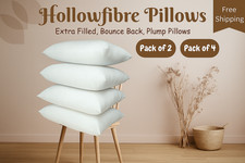 Hollowfibre Bed Pillows Hotel Quality Extra Fill Bounce Back Pillows Pack of 2,4