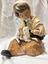 LLadro Retired Collection No 12223 'New Lamb', Gres Finish, Signed Juan Lladro