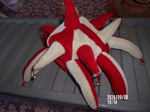 Red white jester hat one - white,