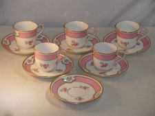 THEODORE HAVILAND LIMOGES PORCELAIN COFFEE CUPS SAUCERS 11pc HARRODS BROMPTON RD