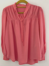 Ladies M&S Collection Watermelon 3/4 Sleeve Smock Cuff V Neck Top Size 12