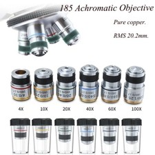 185 Achromatic Biological Microscope Objective Lens 4X 10X 20X 40X 60X 100X RMS