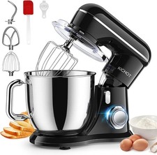 Food Mixer, 10+P Speed 1300W Tilt-Head Stand Mixer for Baking 4.5L Bowl. Black