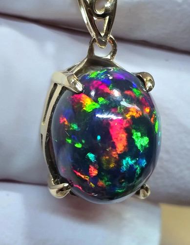 Charm black opal pendant - opal, 925