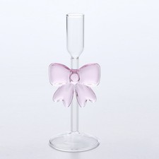 Clear Bow Tall Glass Candle