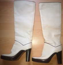 DIESEL 'VERO CUOIO' HIGH HEELS OFF WHITE IVORY ITALIAN LEATHER BOOTS UK5 EU 38