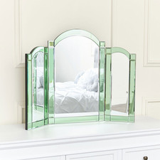 Green Glass Art Deco Triple