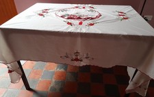 Christmas Embroidered Rectangular Tablecloth  52"  X  86"  &  6  Placemats