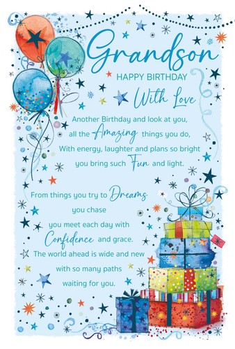 Grandson happy birthday card - grandson,