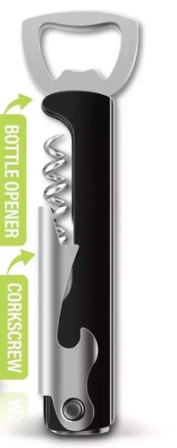 Bottle opener with - cork, screw