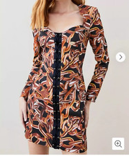 BNWT GENUINE KAREN MILLEN ITALIAN STRETCH CHAIN LINK PENCIL MINI DRESS SIZE 10