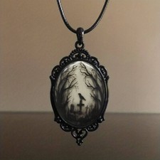 Gothic Raven Cross Necklace