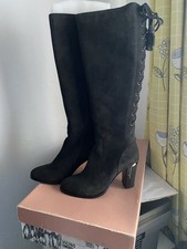 MODA IN PELLE BLACK LEATHER BOOTS SIZE 7 - 40 NEW IN BOX