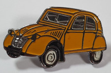 Citroen 2CV Yellow Enamel Pin badge. French Classic Car. Dolly