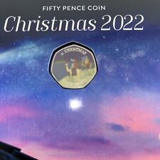 Gibraltar Coin Card 50p Camel 2022 Coloured Xmas Christmas 3 Three Wise Men BUNC