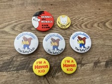 Vintage Dennis The Menace Fan Club, Tufty Club, Rupert Weekly, Haven Kid Badges