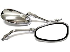 Pair Oval Chrome Mirrors For Suzuki GN125 & GN250 All Years 10mm M10 Fixing