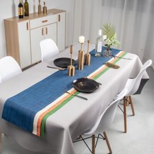 Tables Towel Solid Color Bamboo Woven Thermal Insulation PVC Table Runner