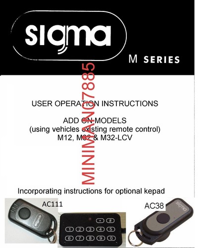 Sigma alarm and - , immobiliser