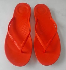 FITFLOP IQUSHION SIZE 8/42 ORANGE/CORAL FLIP FLOPS VGC BEACH HOLIDAY FREE P&P