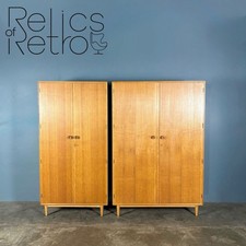Meredew ‘His & Her’ Pair Of Matching Wardrobes Oak Mid Century Vintage Retro MCM