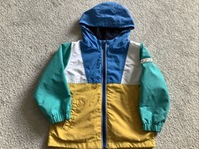 Next Boys Age 2-3 Lightweight Coat Jacket Blue, Green And Yellow Retro Style