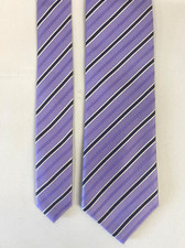 Butler and Webb pure silk tie lavender grey classic diagonal stripe A084
