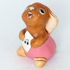 Pendelfin Rabbit Rolly Bunny 60's Hand Painted Vintage Stonecraft Figurine Pink