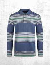 Men's Weird Fish Top Winter Caudale Heavyweight Stripe Rib Rugby Ensign Blue