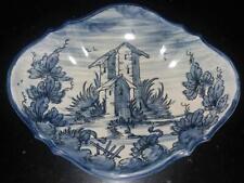 Beautiful 19th C Italian Savona Hand Painted Faience Delft Tin Glaze Footed Dish
