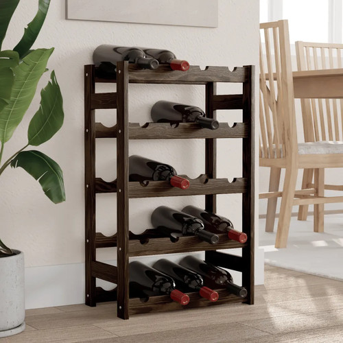 Wine rack black solid - solid, pine
