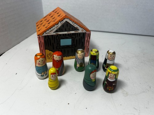 Vintage wood nativity - vintage,