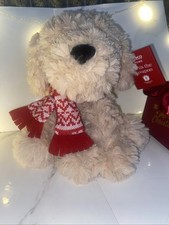 Large Tesco Curtis Cavapoo Beige Dog In Scarf Sewn Eyes Soft Plush Toy 14”