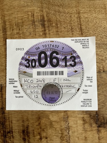 Old tax disc june 2013 - old,