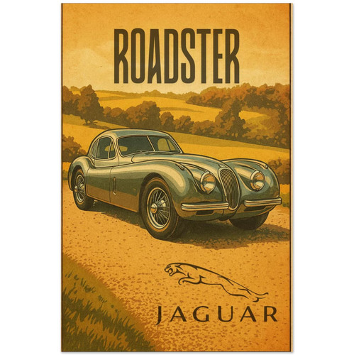 Vintage jaguar roadster art - roadster,