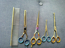 7" Professional PET DOG Grooming scissors Cutting & Thinning & Curved shears UK