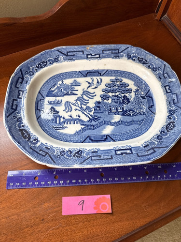 Antique blue willow platter - antique,