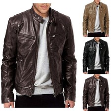 Men PU Leather Jacket Stand