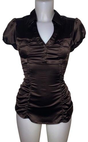 Y2k 90s womens brown ruffle - brown,