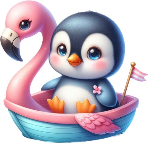 Watercolor flamingo boat - watercolor,