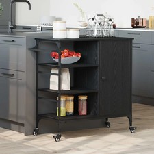 WALPLUS Kitchen Trolley Black