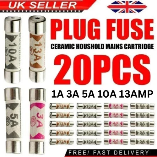 20x mixed domestic fuses - 3a, 5a