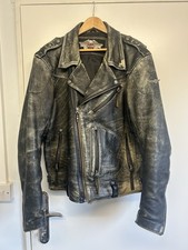 Distressed black leather