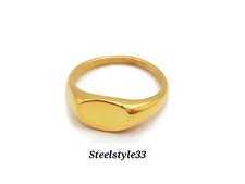 WOMEN'S SIGNET RING ROUND POLISHED Stainless Steel IN GOLD