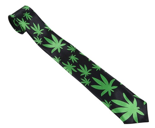 Mens weed tie black - black, green